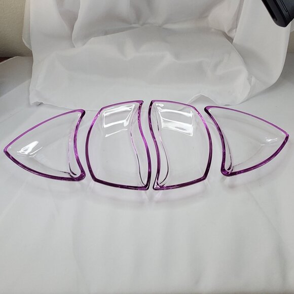 Michelangelo Luigi Bormioli Color Palette 4 Pc Purple Glass Serving Dish Italy - Picture 8 of 10